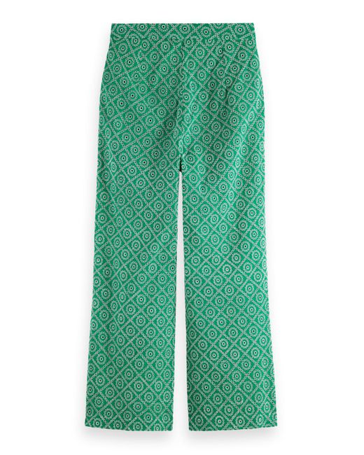 Scotch & Soda Green Broderie Anglaise Straight Leg Pant Pants