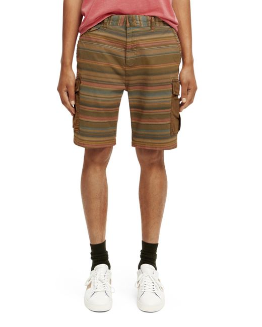 Scotch & Soda Natural Relaxed-Fit Garment-Dyed Cargo Shorts for men