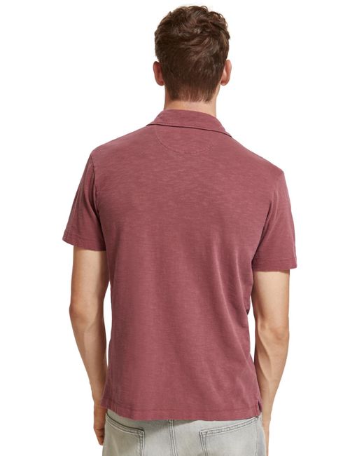 Scotch & Soda Red Garment-Dyed Jersey Polo for men