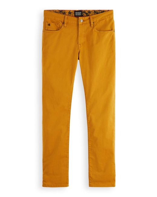 Scotch & Soda Orange Ralston Garment-Dyed Regular Slim Fit Trouser Pants for men