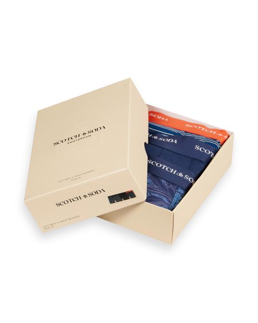 Scotch & Soda Blue 3-Pack Giftbox Boxer Briefs for men