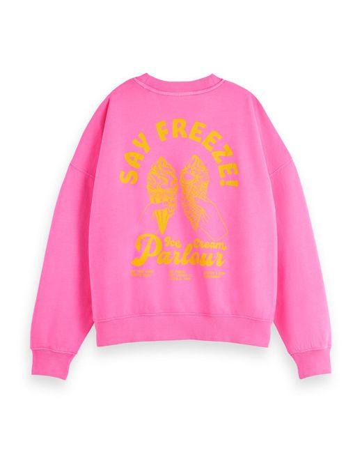 Scotch & Soda Pink Boyfriend Fit Garment Dye Sweatshirt