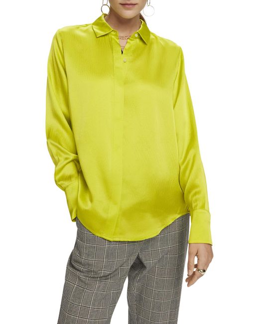 Scotch & Soda Yellow Pure Silk Long Sleeve Shirt