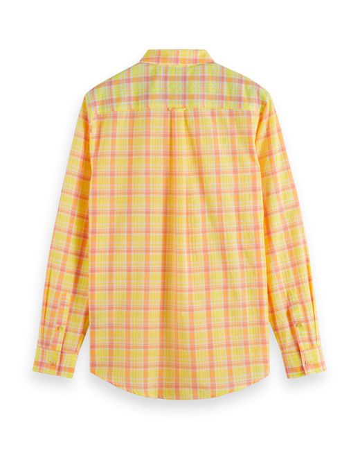 Scotch & Soda Yellow 'Neon Check Shirt for men