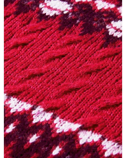 Scotch & Soda Red Cable Knit Fair Isle Sweater