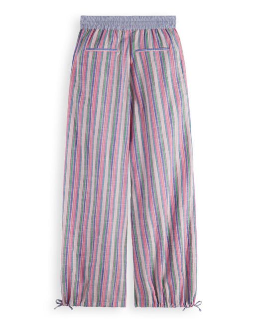 Scotch & Soda Purple Multicolour Lurex Stripe Pull-On Beach Pant Pants