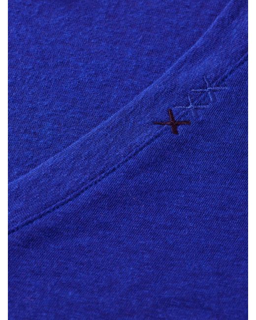 Scotch & Soda Blue Embroidered Detail V Neck T-Shirt