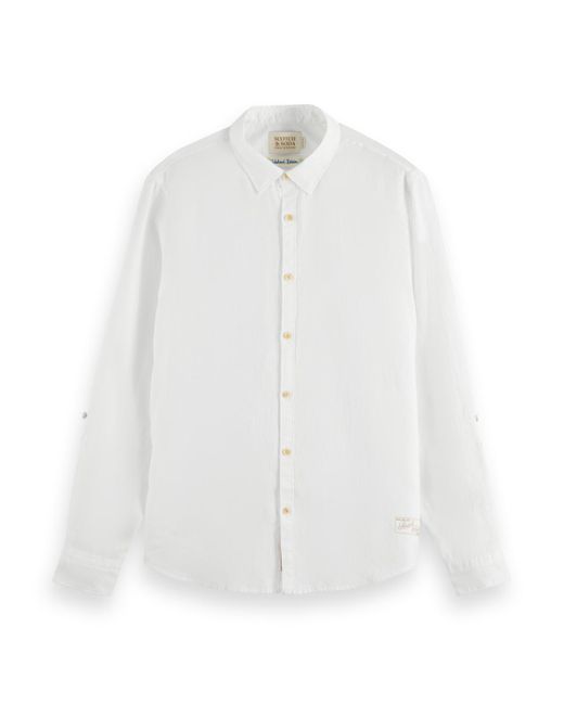 Scotch & Soda White 'Linen Button Down Shirt for men
