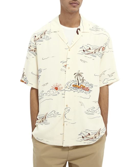 Scotch & Soda Natural Printed Hawaiian Shirt for men