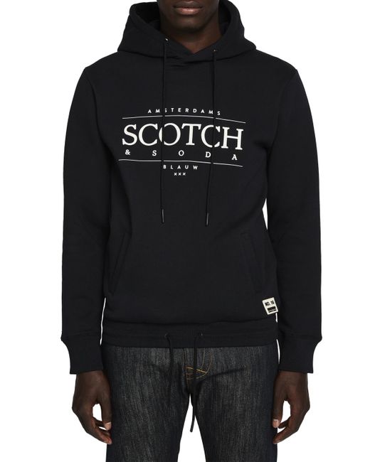 Scotch & Soda Black Logo Art Hoodie for men