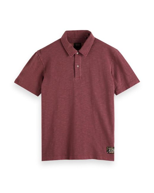 Scotch & Soda Red Garment-Dyed Jersey Polo for men