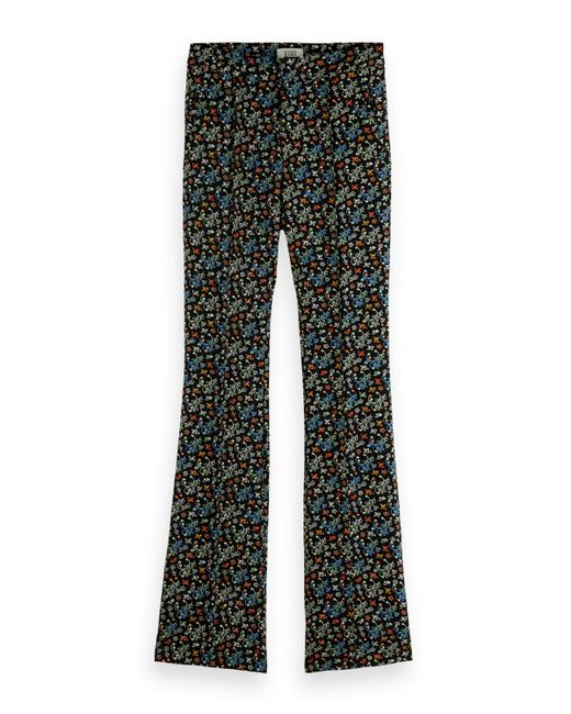 Scotch & Soda Black Printed Tailored Flared Trouser Pants