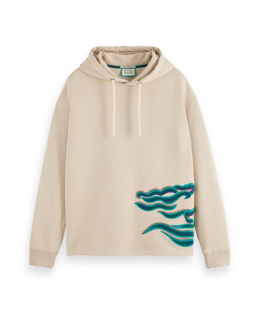 Scotch & Soda Natural 'Embroidered Wave Hoodie for men