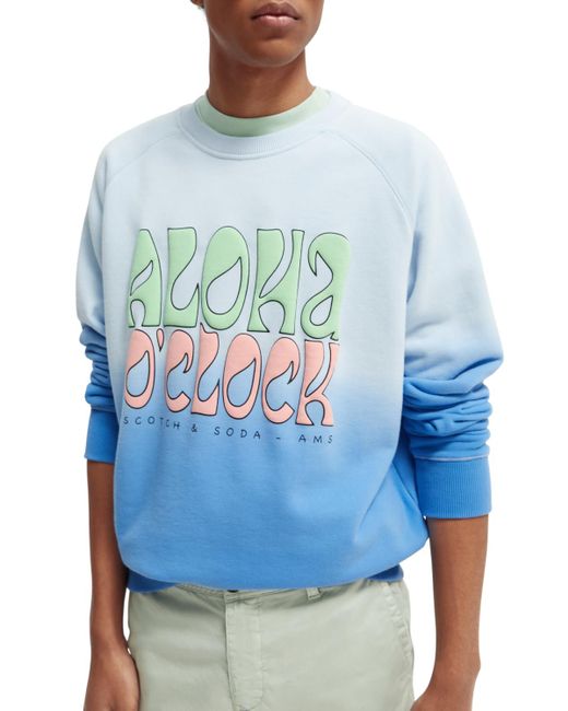 Scotch & Soda Blue Relaxed-Fit Graphic Sweatshirt for men