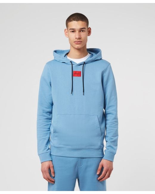 HUGO Cotton Daratschi Small Square Hoodie in Blue for Men - Lyst