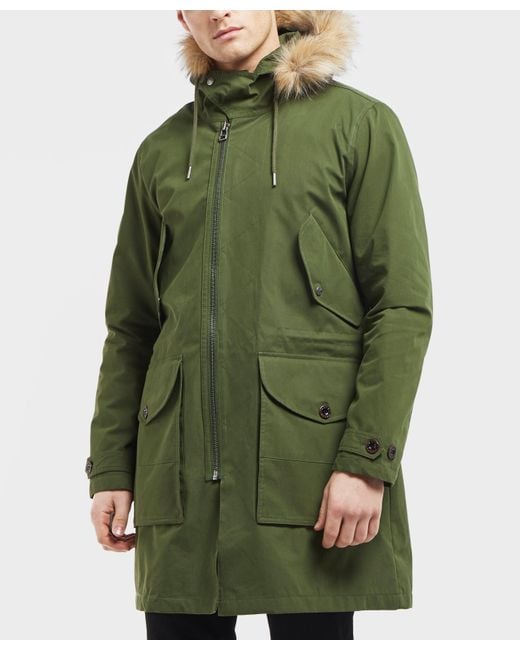 Pretty Green Cotton Hooded Parka Jacket Green for Men | Lyst