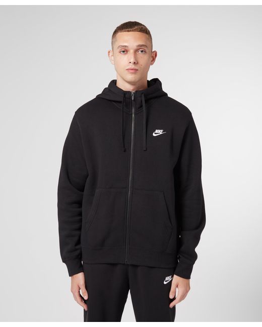 Nike Cotton Foundation Full Zip Hoodie in Black for Men | Lyst