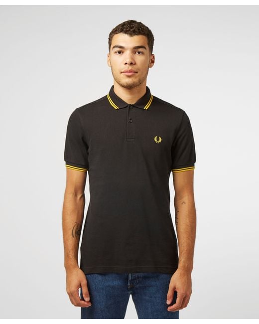 Fred Perry Cotton Twin Tip Polo Shirt in Black/Yellow (Black) for Men -  Save 6% - Lyst