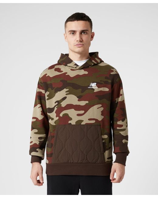 New Balance Camo Fleece Hoodie in Brown for Men | Lyst