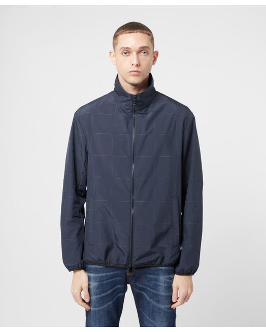 Armani Exchange Grid Detail Blouson Jacket in Blue for Men | Lyst Canada