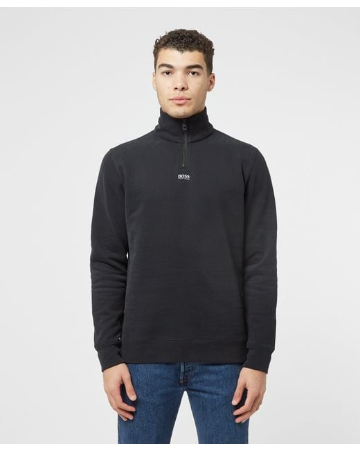 BOSS Mens Zapper Relaxed-fit Zip-Neck Sweatshirt in French Terry