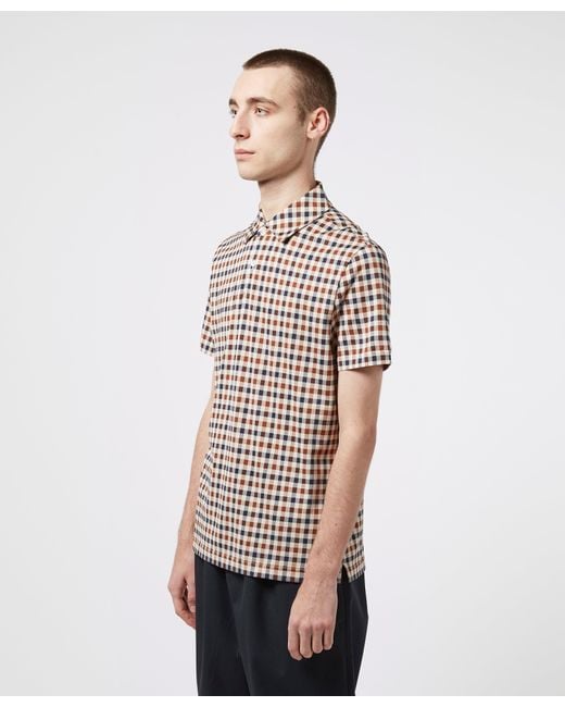 Aquascutum Wool Andy Small Check Short Sleeve Polo Shirt Multi for Men |  Lyst