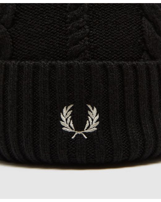 Fred Perry Cable Beanie in Black for Men | Lyst