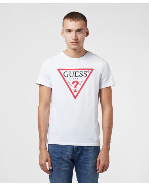 guess white logo t shirt