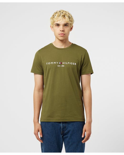Tommy Hilfiger Cotton Logo T-shirt in Green for Men - Lyst