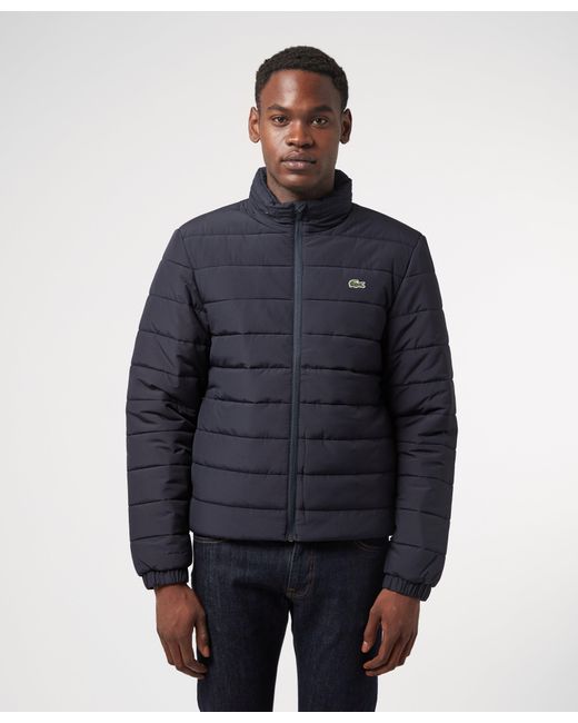 Lacoste Concealed Hood Quilted Jacket in Blue for Men | Lyst UK