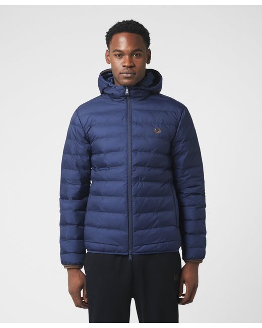 Fred Perry Baffle Hooded Jacket in Blue for Men | Lyst UK