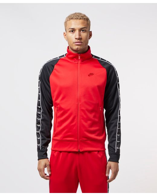 Nike Tape Poly Track Top in Red for Men | Lyst