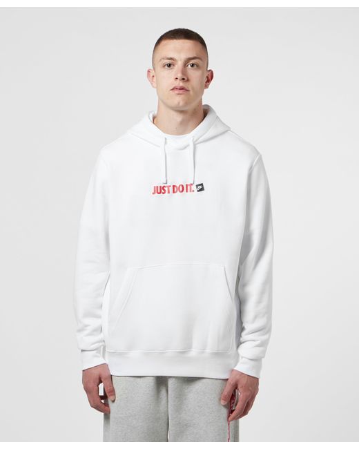 Nike Just Do It Box Logo Overhead Hoodie in White for Men | Lyst Australia