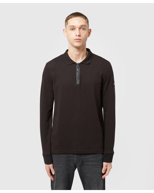 Calvin Klein Tech Zip Polo Shirt in Black for Men - Lyst
