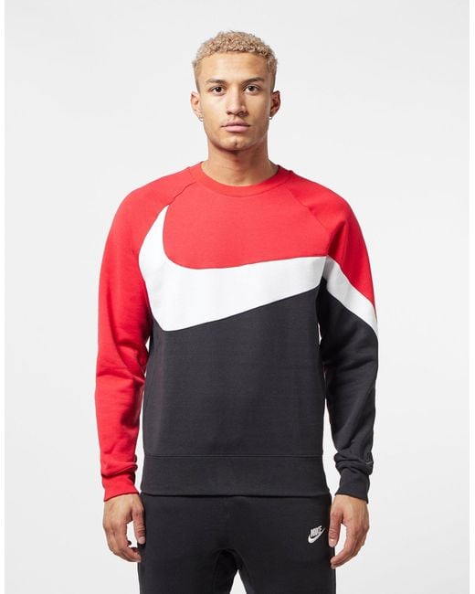 Nike Cotton Big Swoosh Crew Sweat in Red for Men | Lyst Canada