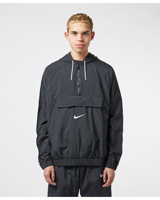 Nike Swoosh Woven Half Zip Jacket in Black for Men | Lyst Australia
