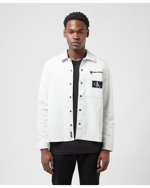 Calvin Klein Modern Utility Overshirt in White for Men | Lyst