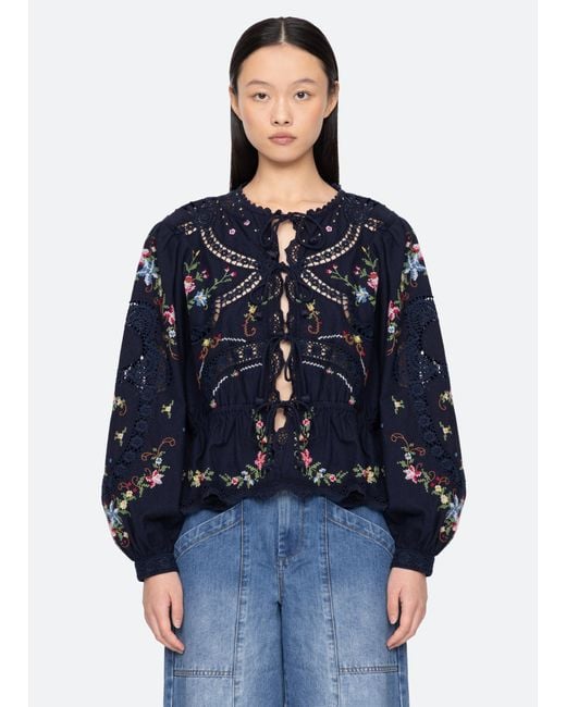 Sea Blue Edwina L/s Top