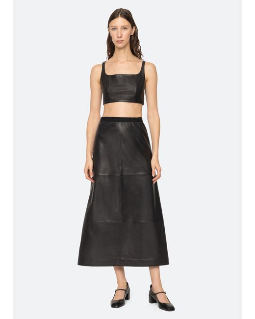 RAILS Lucie Skirt - White Linen Blend Tiered Midi Skirt With Elastic Drawstring Waist