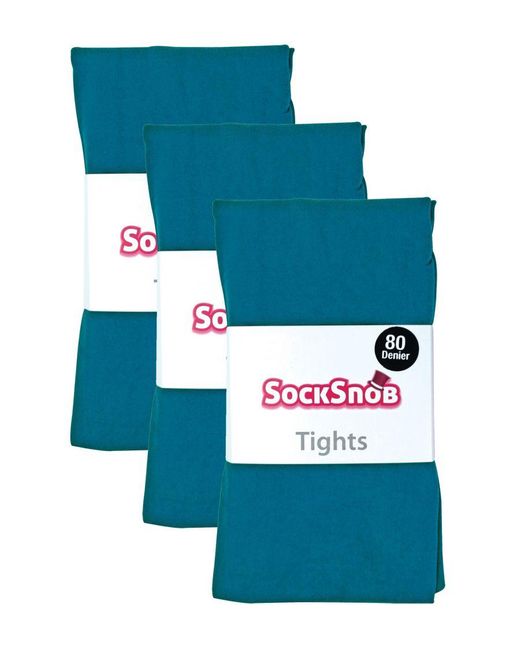 Sock Snob Blue 3 Pair Multipack Coloured Opaque 80 Denier Tights