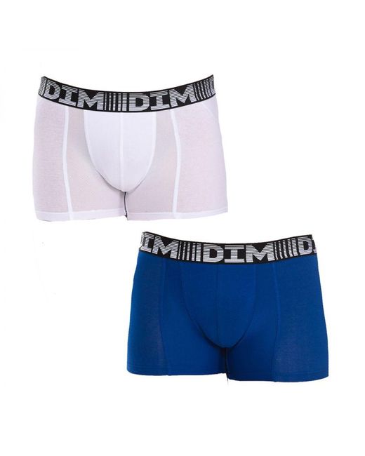 DIM Pack-2 Boxers Coton 3d Flex Air in Blue for Men