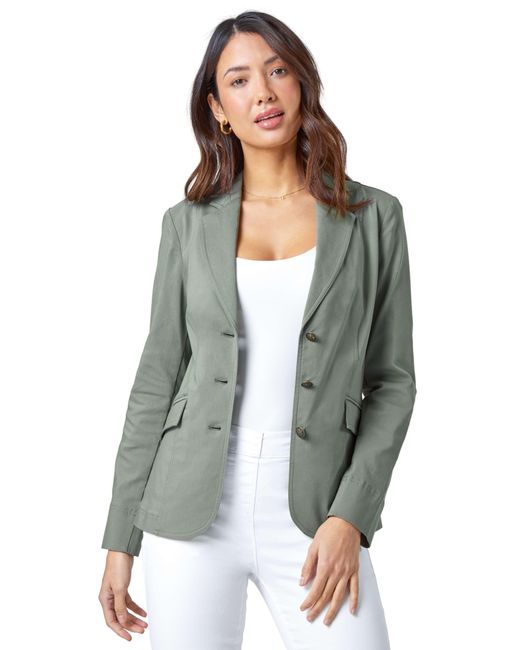 Roman Green Button Detail Stretch Blazer