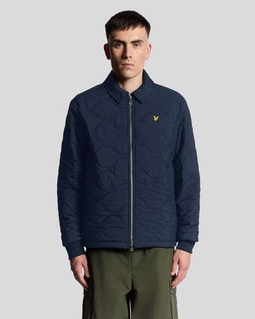 Lyle & Scott Blue Water Resistant Ripstop Quilted Jacket for men