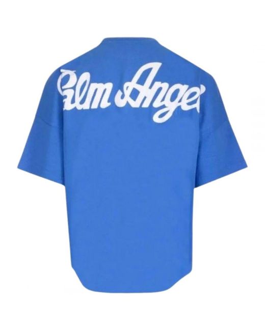 Palm Angels Blue Marine Logo Oversized T-Shirt for men