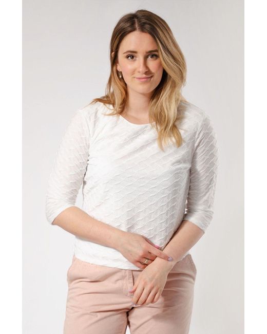 Secret Label White Diamond Textured Stretch Top