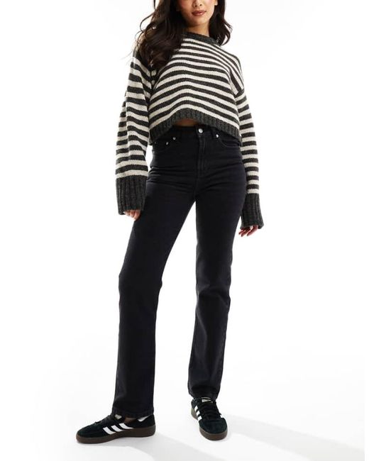ASOS Black High Rise Slim Straight Jean