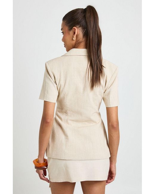 Boohoo Natural Linen Look Mini Skirt