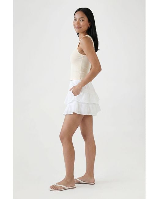 Boohoo White Chiffon Lace Insert Micro Mini Skort