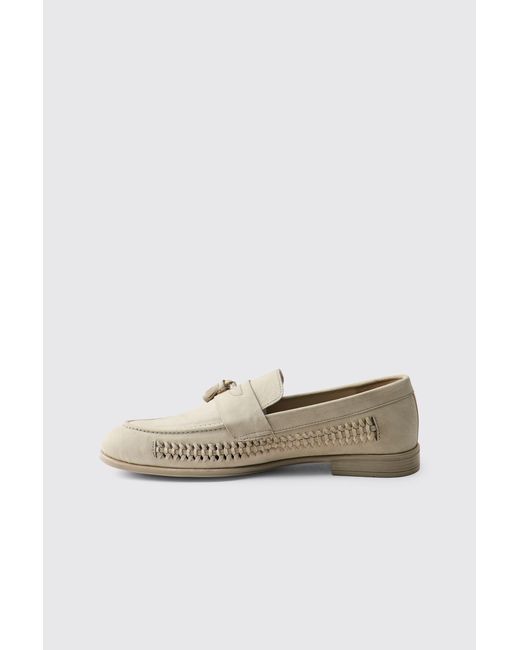 BoohooMAN Natural Faux Suede Weave Loafer for men