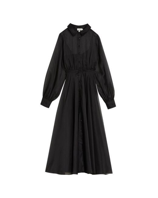 Ted Baker Black Gibara Sheer Organza Shirt Maxi Dress